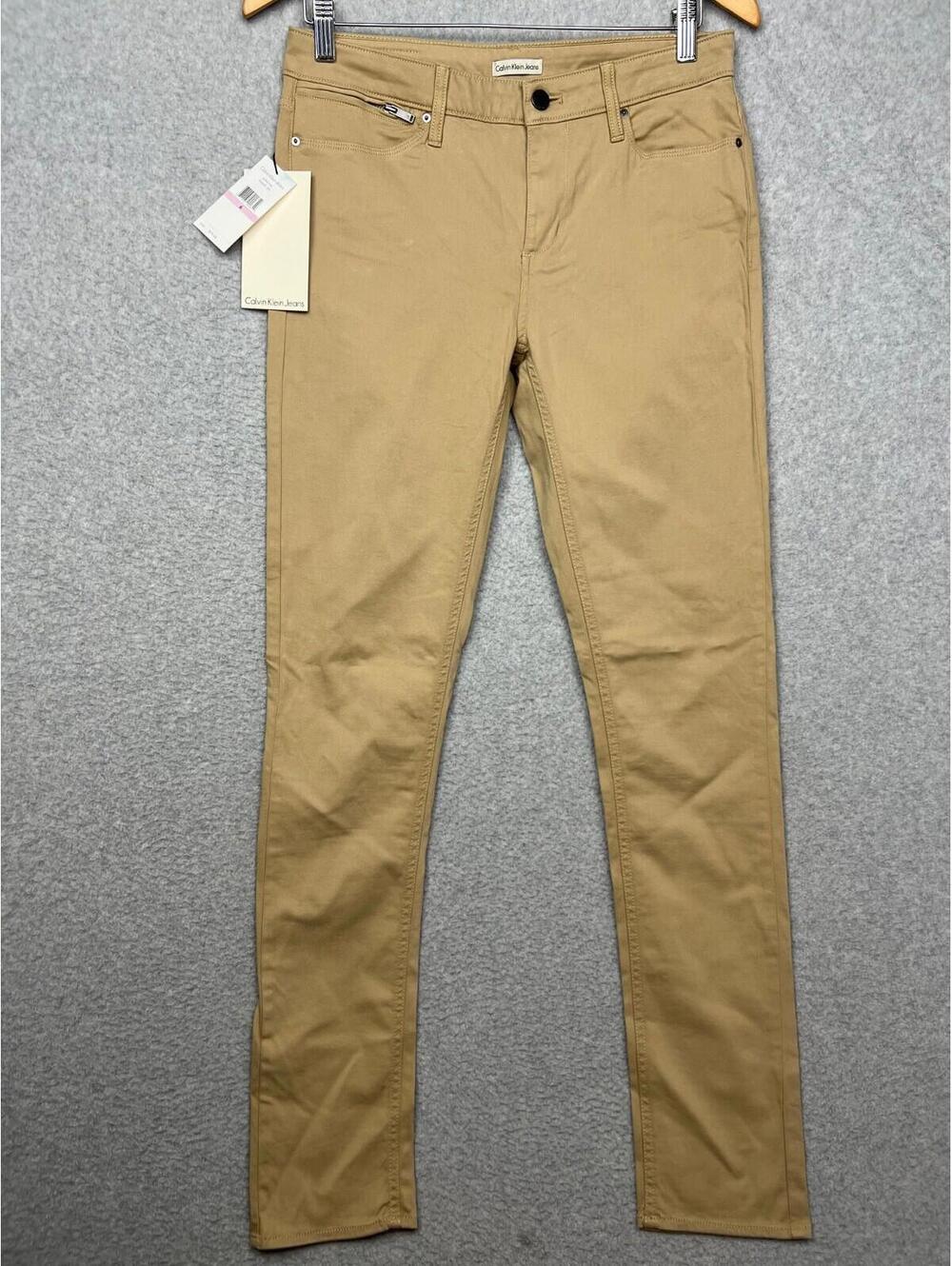 Calvin Klein Jeans Slim Straight Leg Pants Womens Size 6 Casual Simple Tan